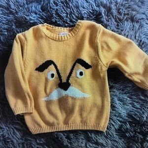 Yellow Kids Sweater with Fun Face Design